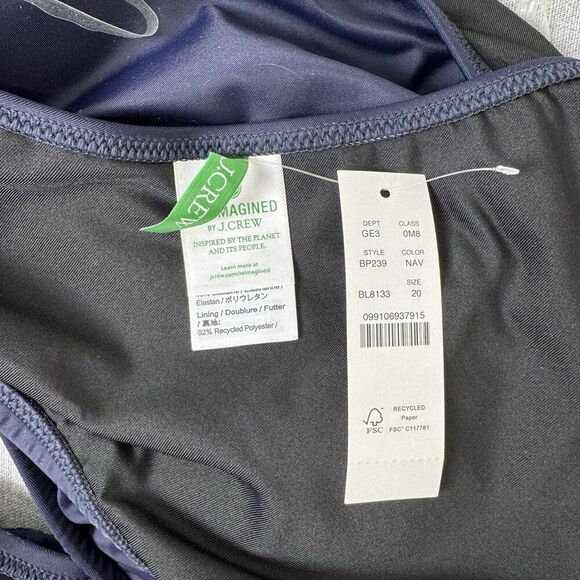 J. Crew Swimsuit Womens 20 Navy One Piece One Shoulder Cut Out Gold Button NEW - Picture 10 of 16